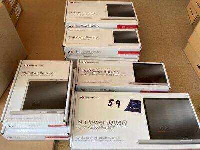 Quantity of 9 x assorted Newertech MacBook Pro batteries